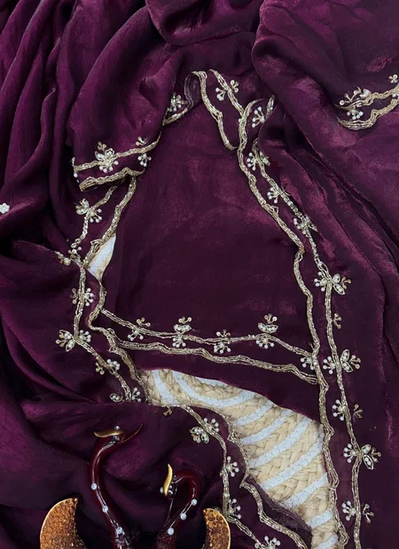Fatima Soft Fandy Satin With Beautiful Khatli Cut Sarees Wholesale Price In Surat